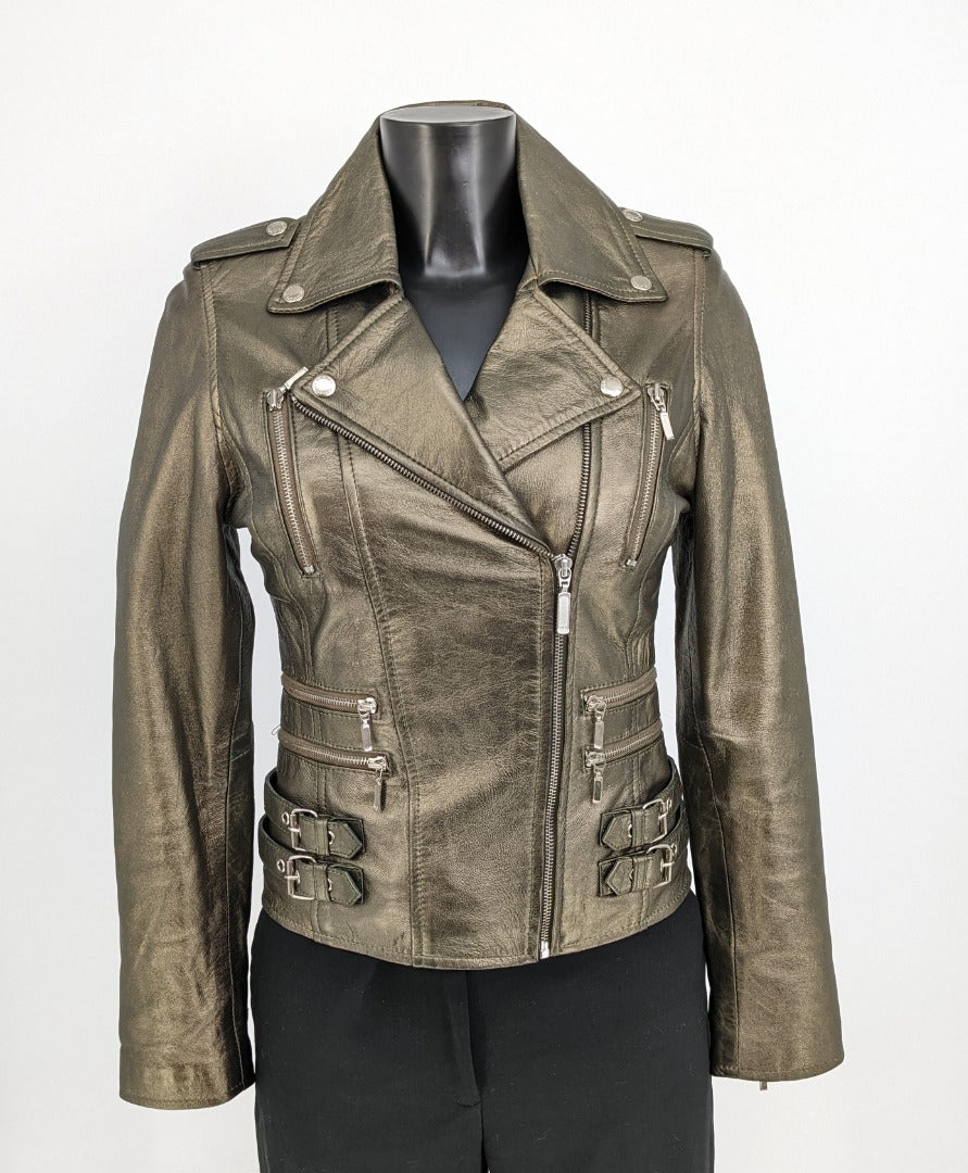 Aviatrix leather store jacket womens