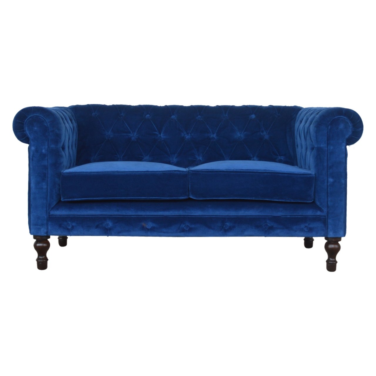 Royal Blue Velvet Chesterfield Sofa 2 Seater