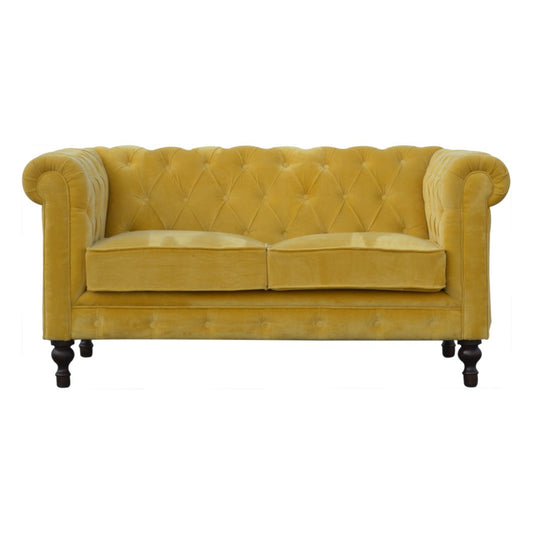 Mustard Velvet Chesterfield Sofa 2 Seater