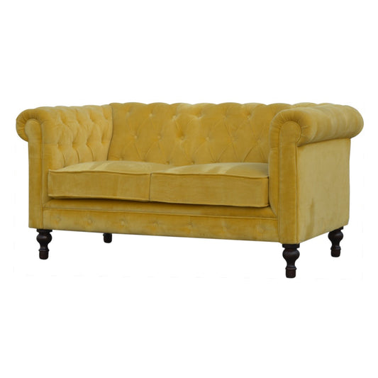 Mustard Velvet Chesterfield Sofa 2 Seater