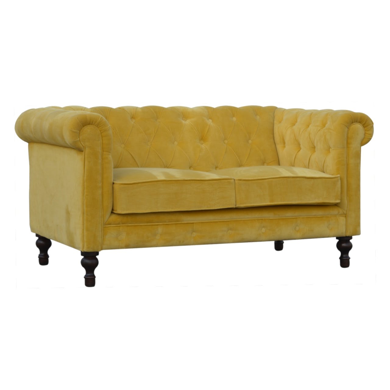 Mustard Velvet Chesterfield Sofa 2 Seater