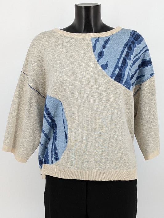 White Stuff Geometric Print Batwing Oversized Sweat Top  - Size 14