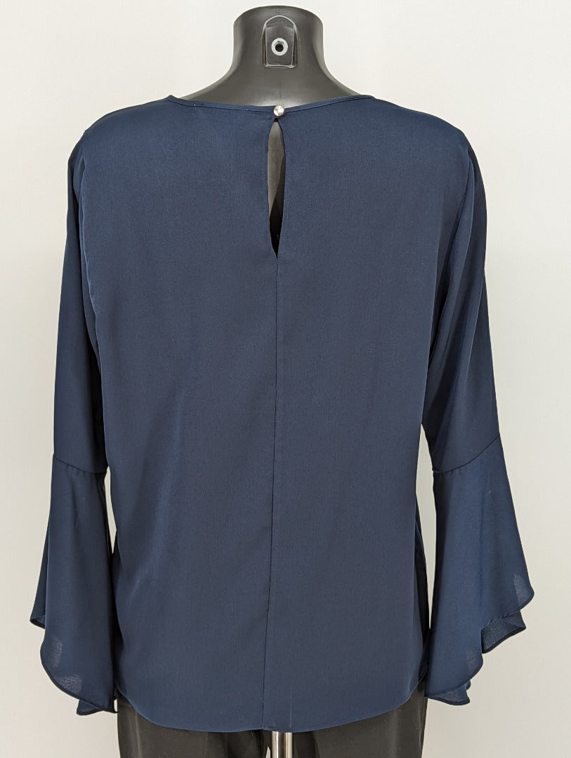 Soon Designer Navy Blue Long Sleeve Blouse - Size 14