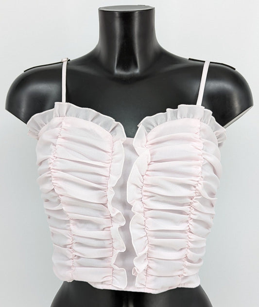 Pretty Little Thing  Women Ruffle Strappy Crop Top - size 8