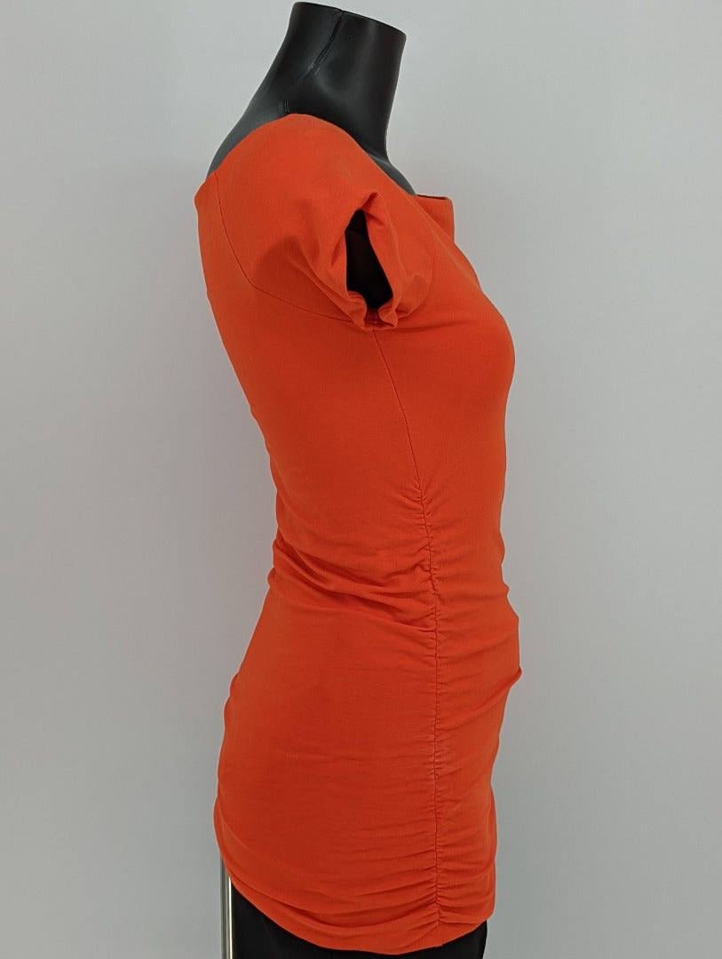 Boden Orange Rushed Side Women Top T-shirt - Size 10