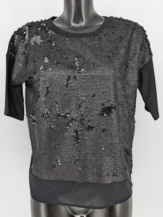 Karen Millen Black Sequin Embellished  Women Top - size 10