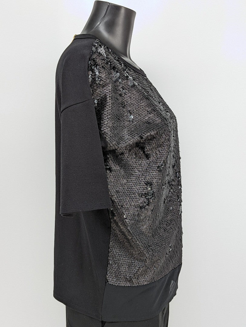 Karen Millen Black Sequin Embellished  Women Top - size 10
