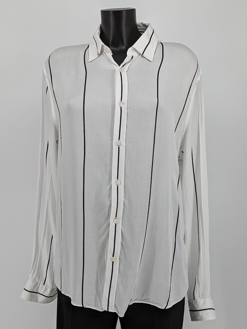 Reiss White Stripy Long Sleeve Ladies Shirt - Size L