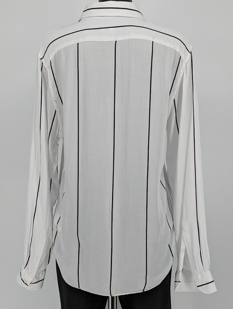 Reiss White Stripy Long Sleeve Ladies Shirt - Size L