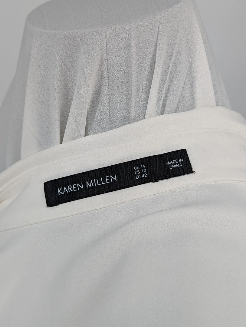 Karen Millen White Long Sleeved Ladies Shirt - Size 14