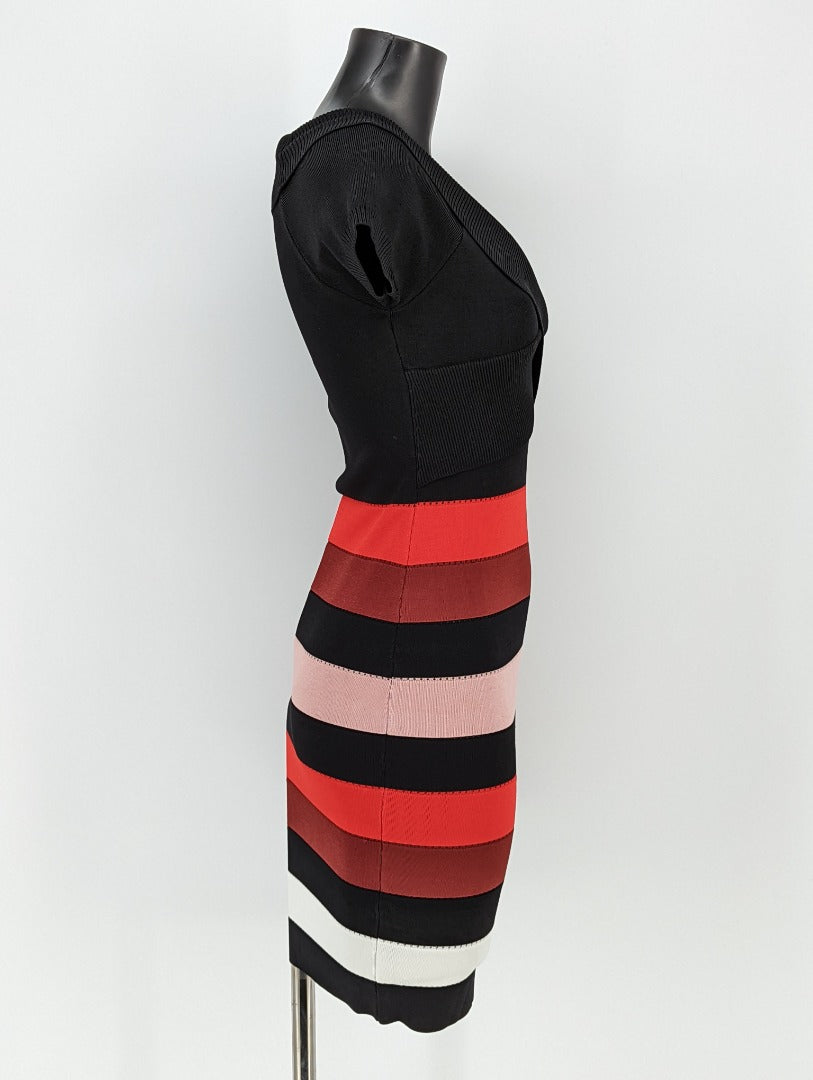Karen Millen Striped Bandage Knit Bodycon Dress - Size S