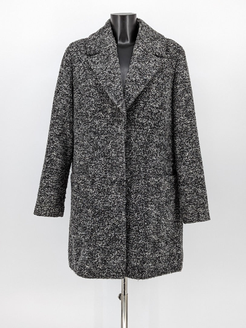 Marks & Spencer Grey Wool Mix Ladies Coat - Size 14