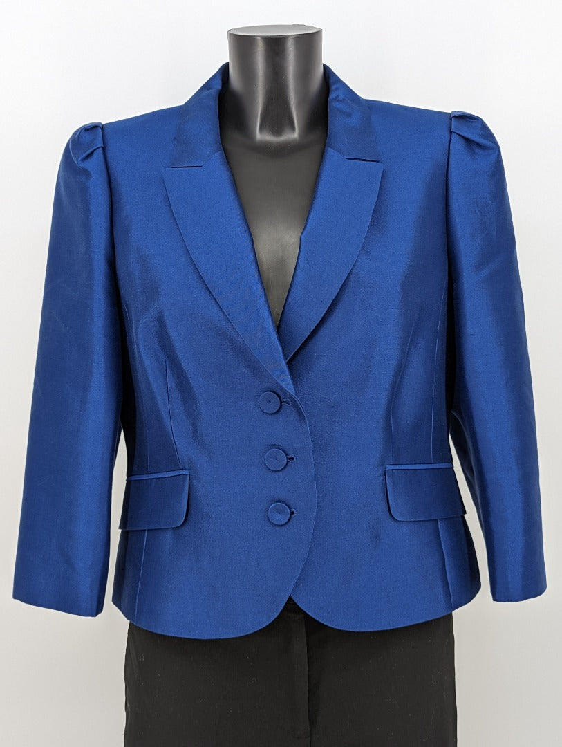 Hobbs Indigo Blue Silk Blend Ladies Jacket Blazer - Size 14