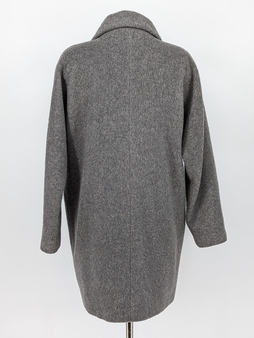 Hallhuber Grey Wool Mix Oversized Women's Crop Coat - Size 12