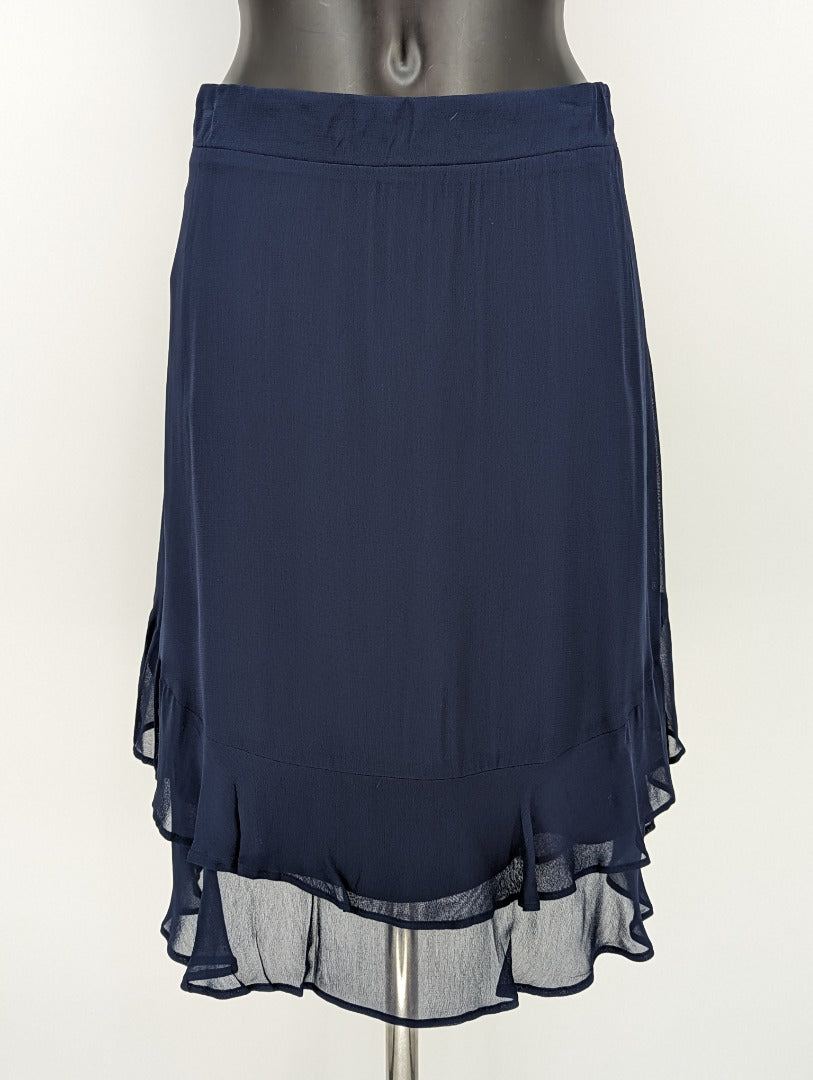Marks & Spencer Navy Mix Asymmetric Ladies Skirt- Size 18