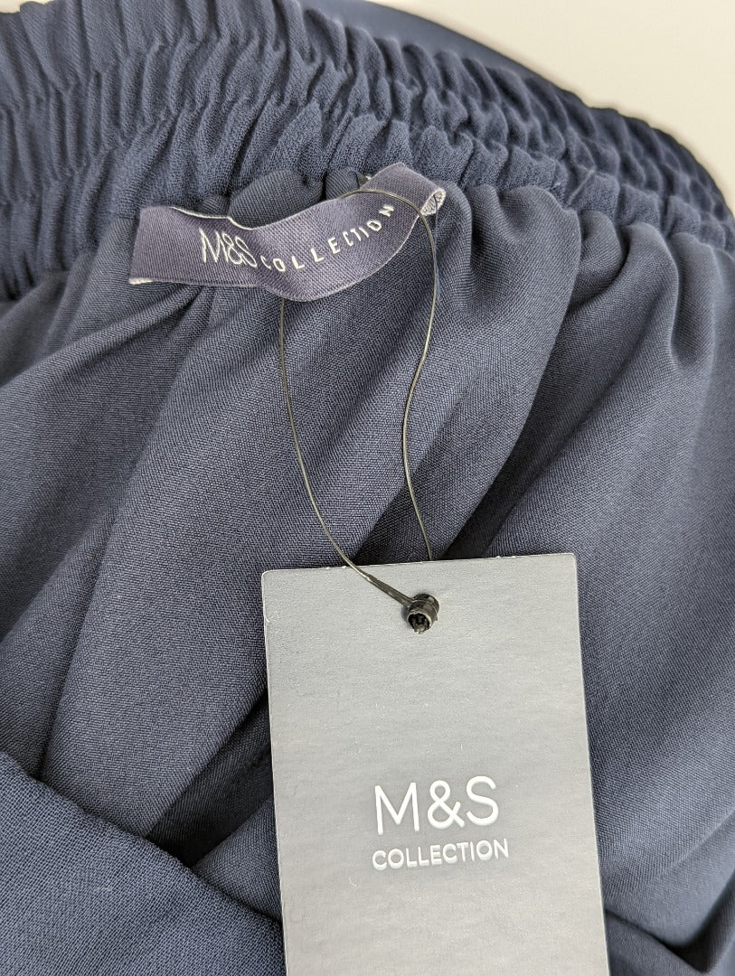 Marks & Spencer Navy Mix Asymmetric Ladies Skirt- Size 18