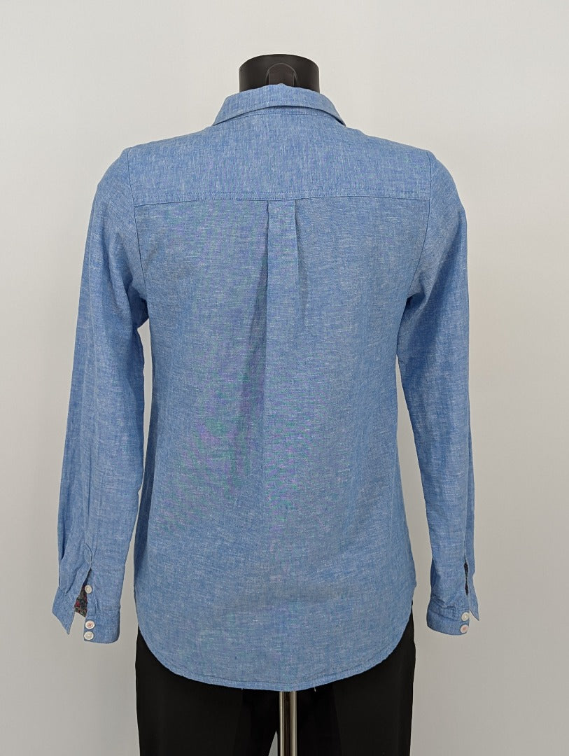 Joules Blue Linen Mix Ladies Shirt - Size 10