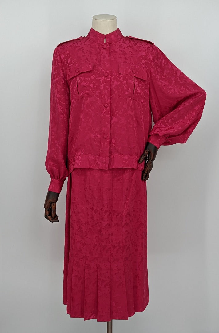Vintage Tricoville Pink Ladies 80's Skirt Suit - Size 14