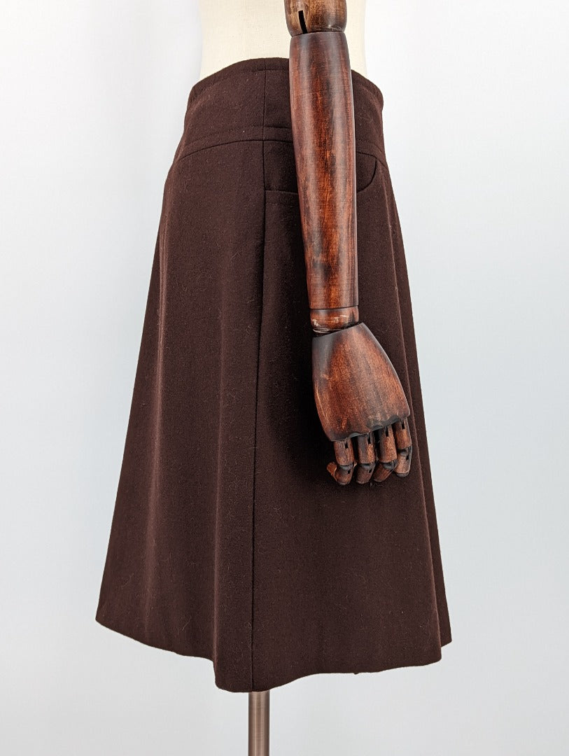 Vintage Oasis Brown Wool Ladies Skirt - Size 12