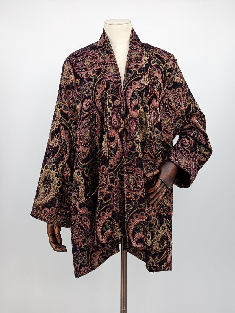Sahara Purple Paisley Print Tapestry Ladies Oversized Blazer - Size M/L