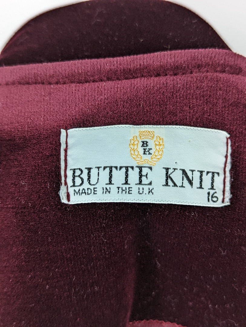 Butte Knit Wine Purple Ladies Skirt Blazer Suit - Size 16