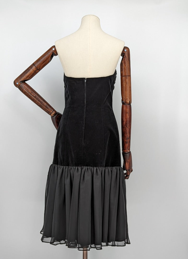 Radley Black Velvet 80's Party Dress - Size 12