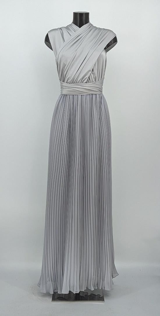 Oasis Shine Bright Silver Halter Cross Front Occasion Dress - Size 10