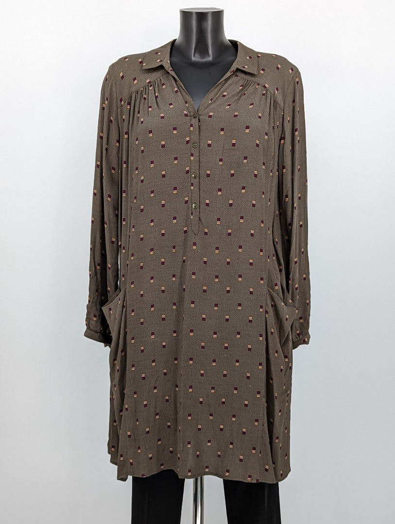 John Lewis Weekend Collection Khaki  Shirt Dress - Size 10