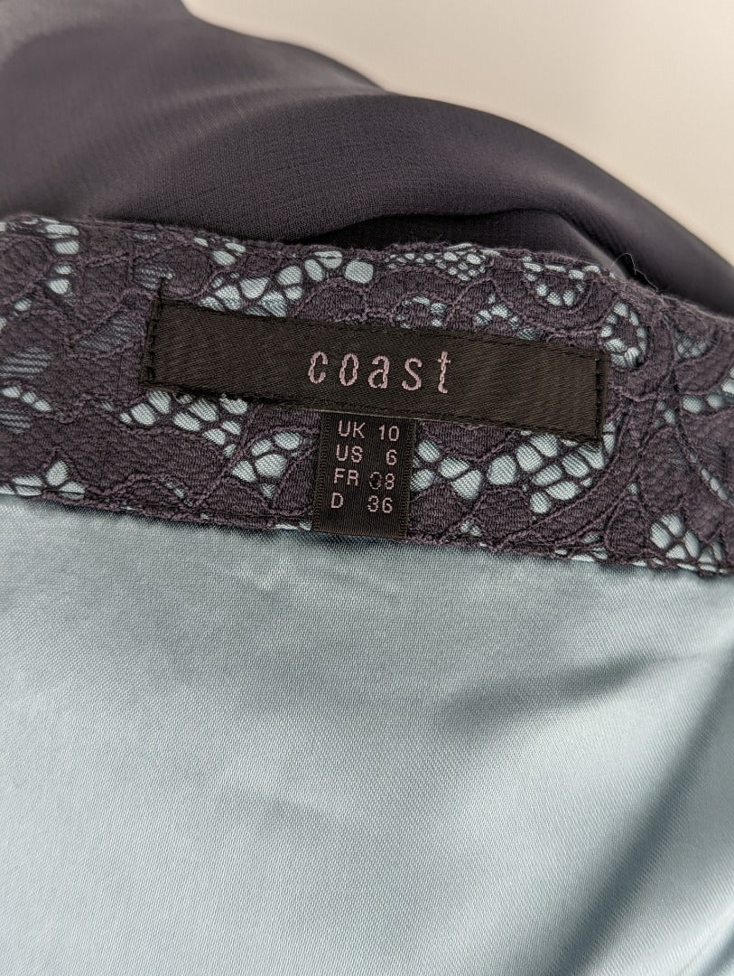 Coast Grey Lace Bodice Ladies Dress - Size 10