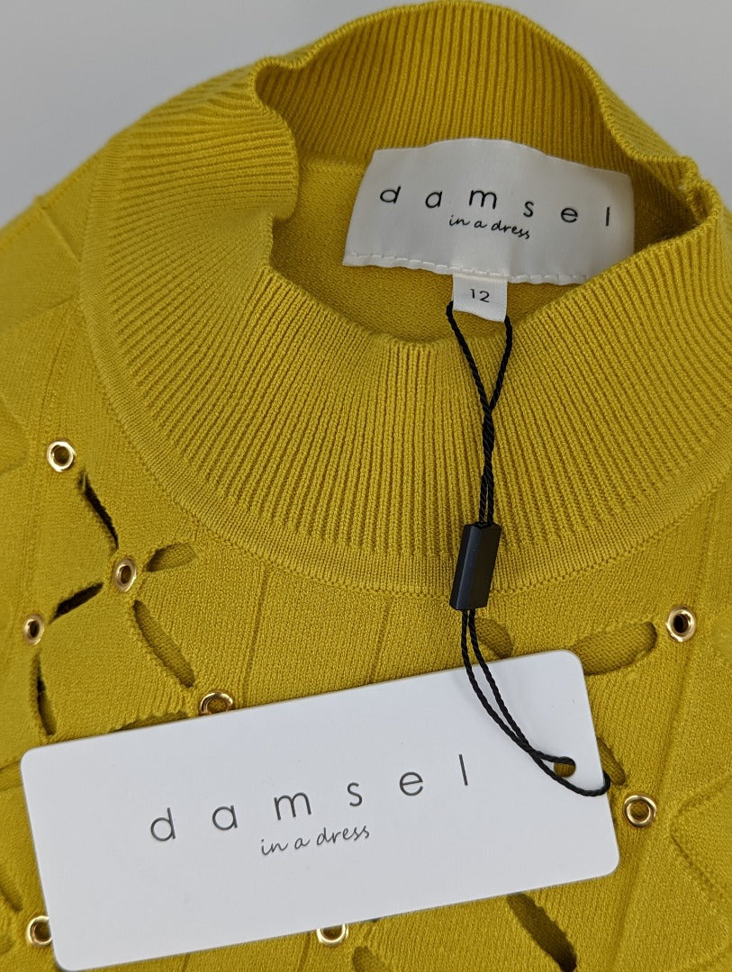 Damsel Leona Knit Mustard Ladies Top - Size 12