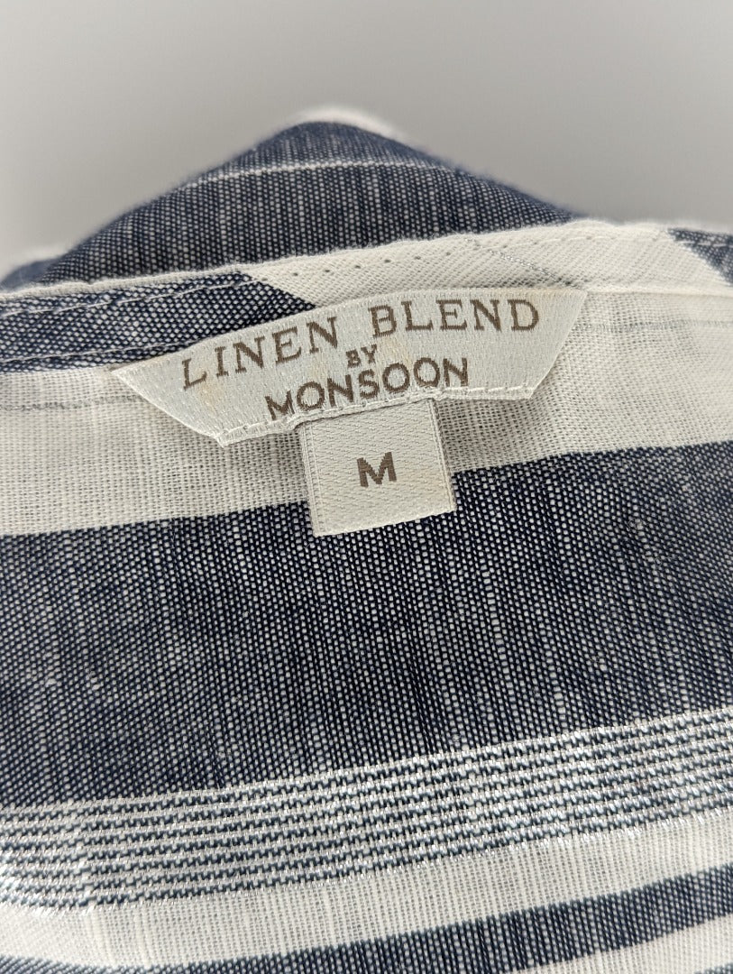 Monsoon Linen Blend Striped Ladies Top - Size M