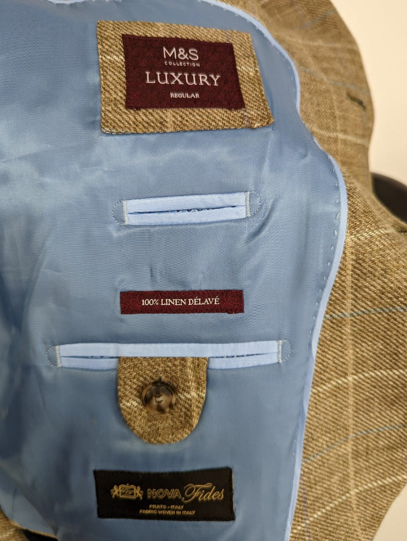Marks & Spencer Luxury Nova Fides Linen Blazer Jacket - Size XL