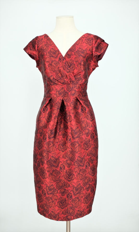 L.K. Bennett Red Rose Print Occasion Dress - Size 10