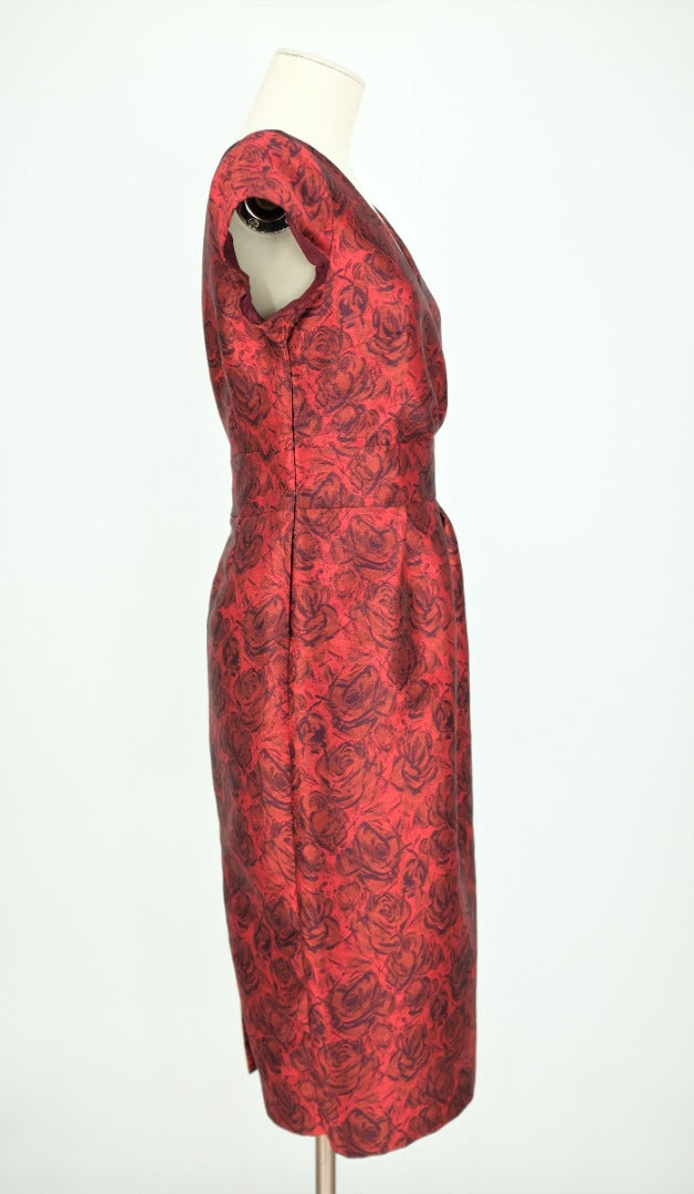 L.K. Bennett Red Rose Print Occasion Dress - Size 10