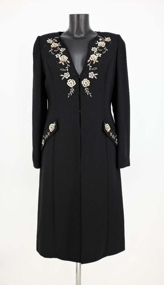 Nicholas Millington Black Embroidered Ladies Formal Jacket - Size 10