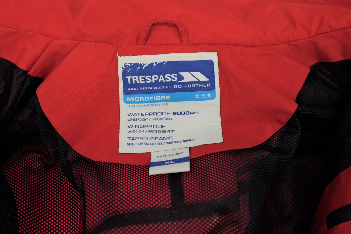 Trespass Red Microfibre Waterproof Men Coat - Size XL