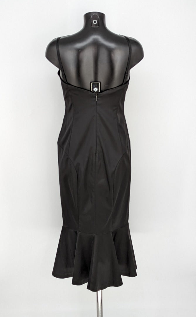 Coast Black Satin Cocktail Bodycon Dress - Size 12