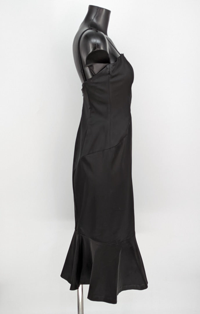 Coast Black Satin Cocktail Bodycon Dress - Size 12