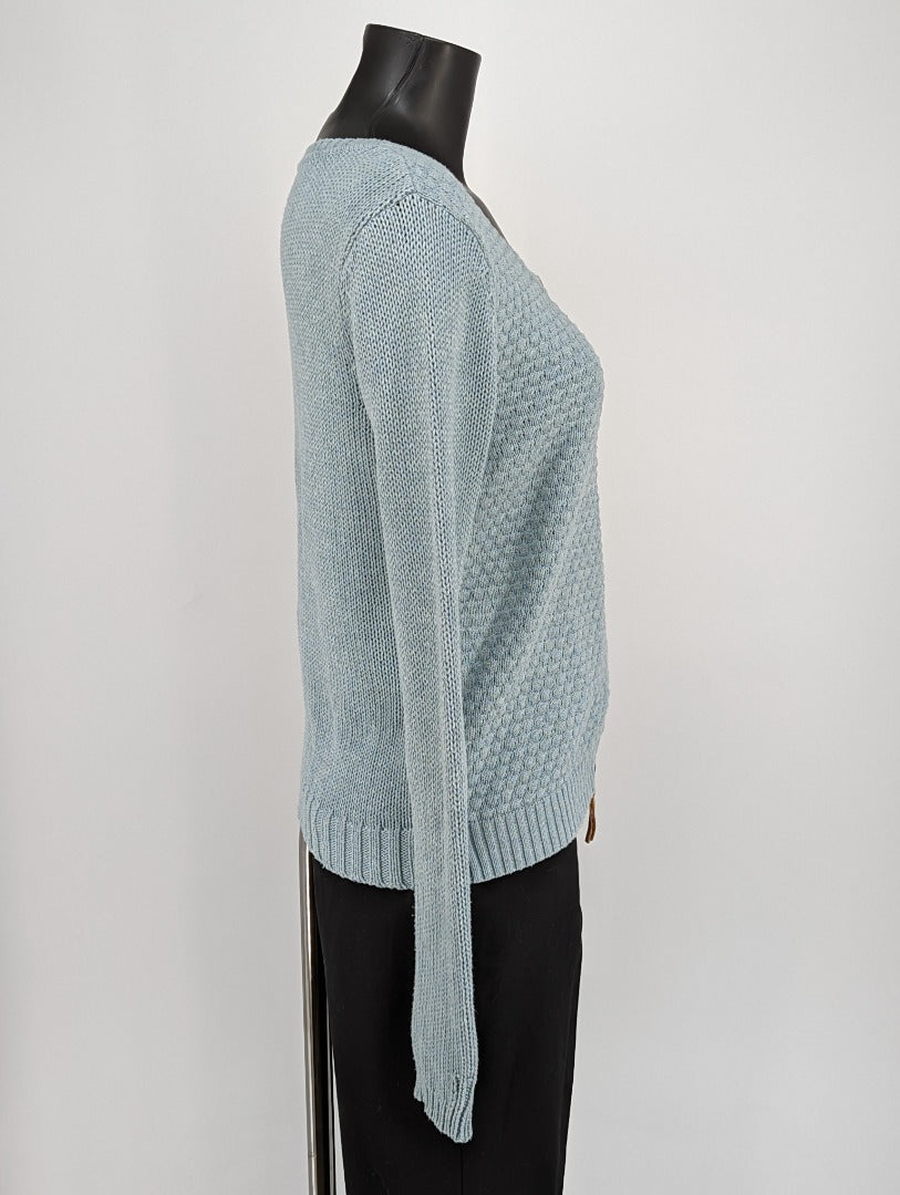 Poetry Blue Textured Knit Ladies Cardigan Jumper - Size 12