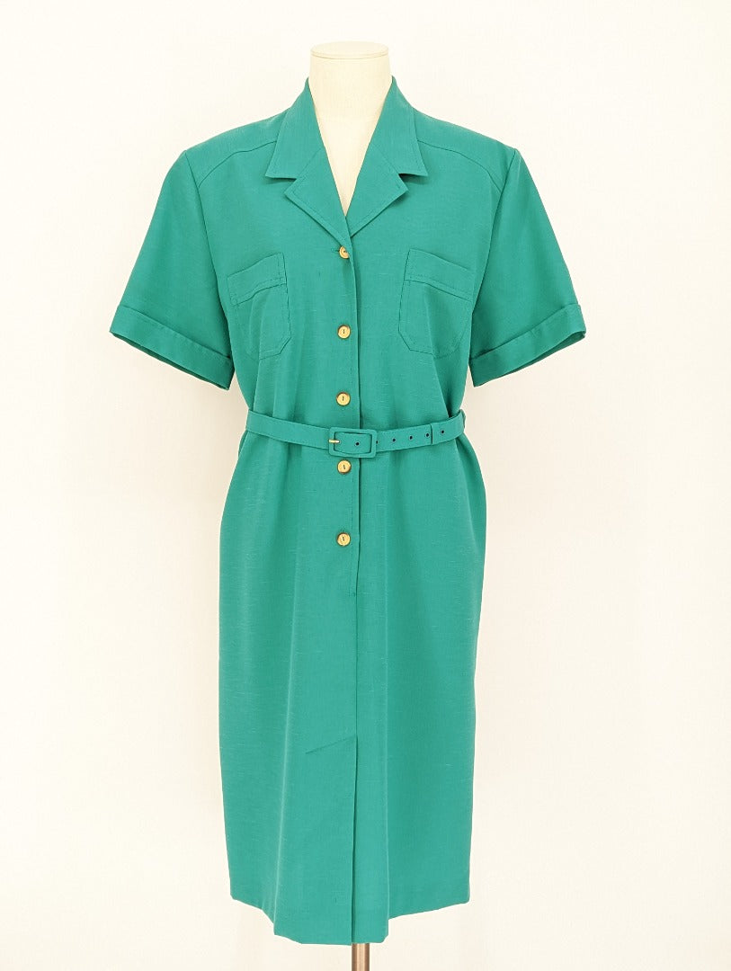 Vintage Eastlex Green Shirt Dress - Size 16