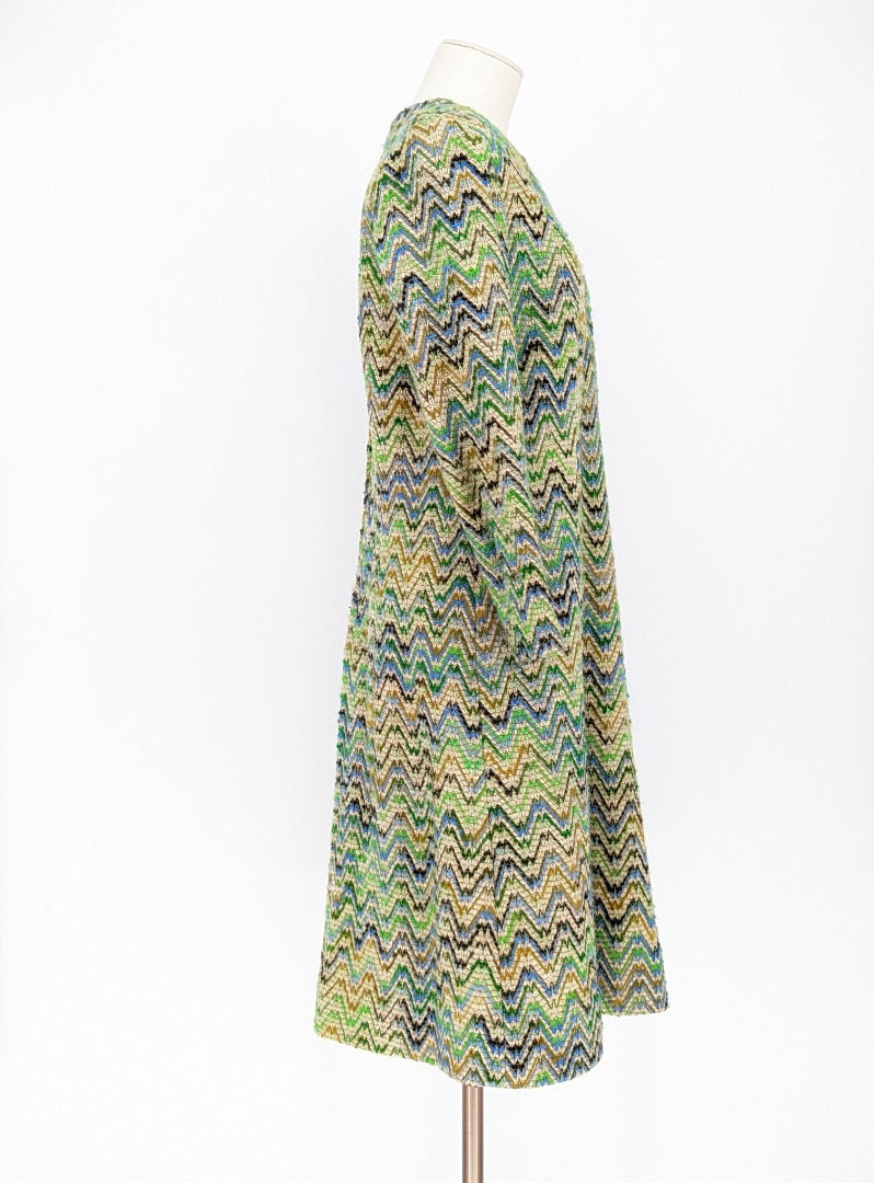 Vintage Unbranded Green Wool Knit Shift Dress - Size 10