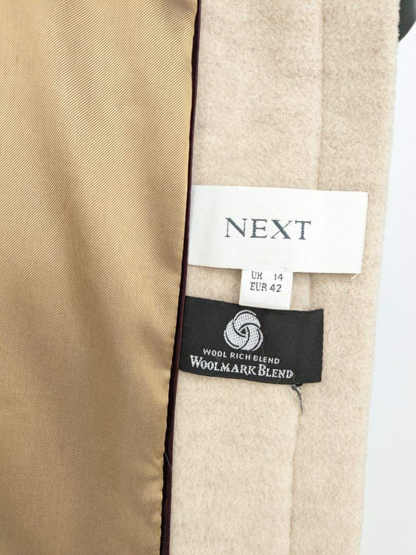 Next Beige Wool Cashmere Coat Size 14 The Hospiscare Charity Shop