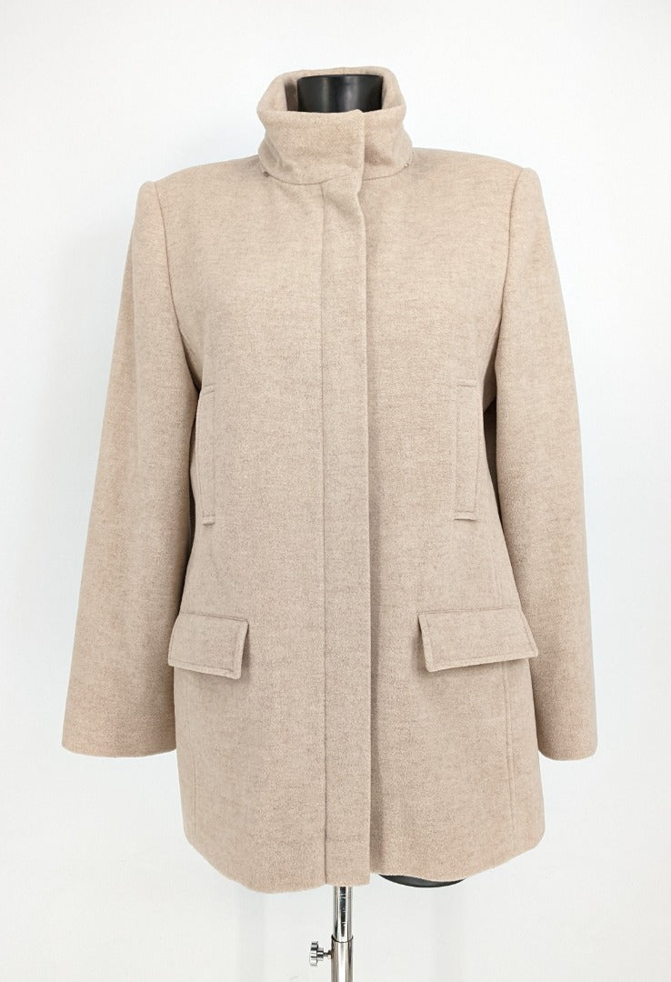 Next Beige Wool Cashmere  Coat - Size 14
