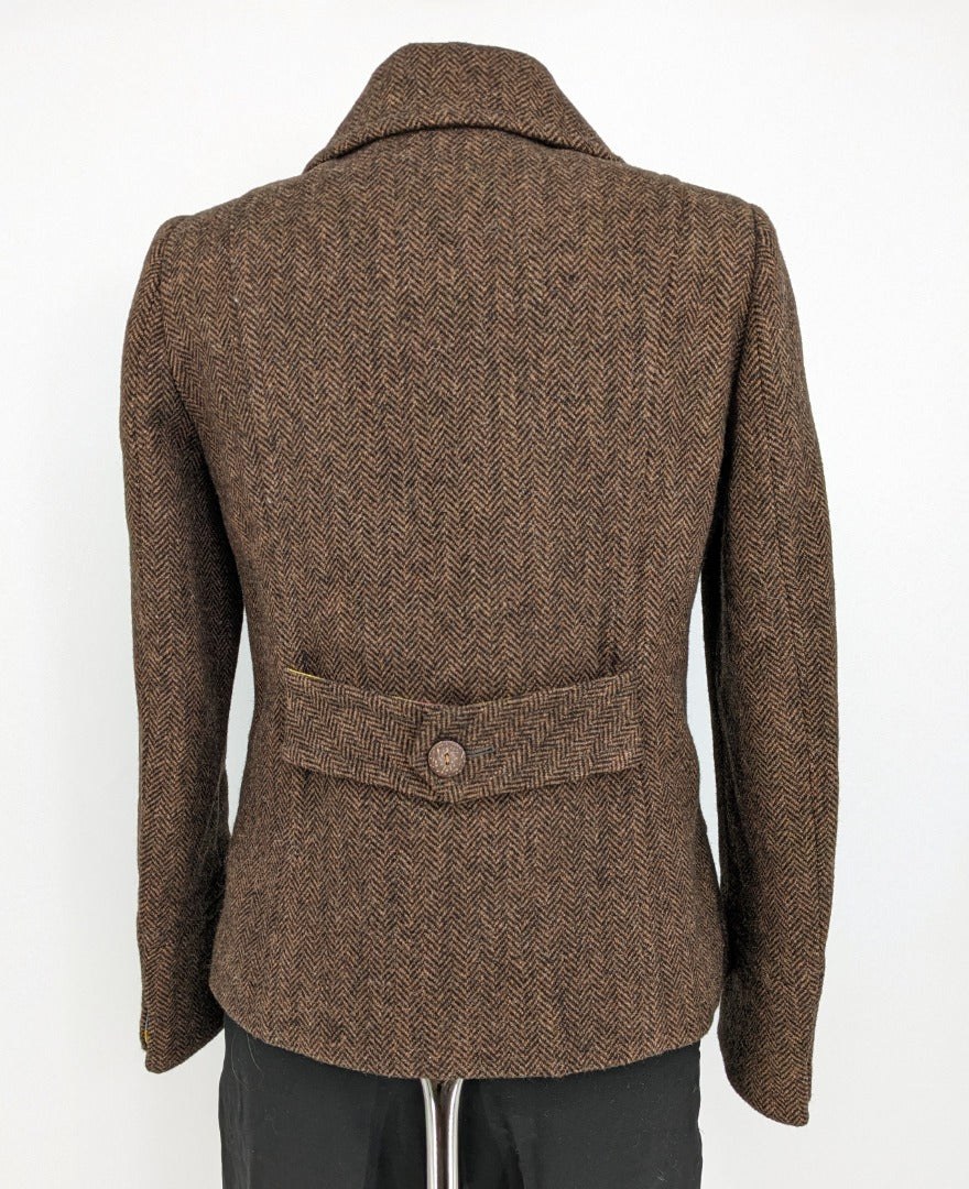 Joules Tweed Brown Ladies Wool Blazer Jacket - Size 10