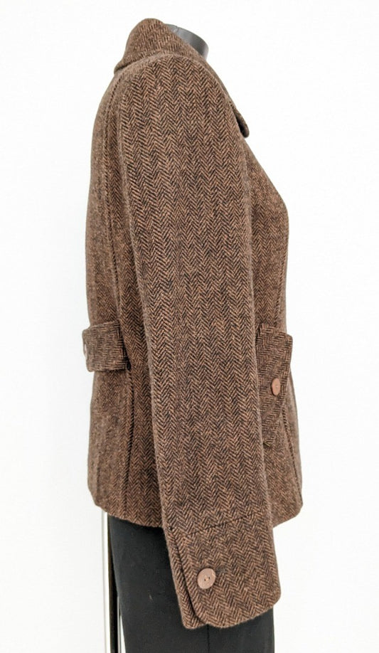 Joules Tweed Brown Ladies Wool Blazer Jacket - Size 10