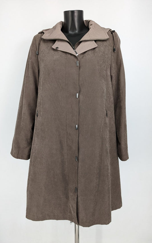 Jacques Vert Taupe Zip Out Lining Women Trench Coat - Size S