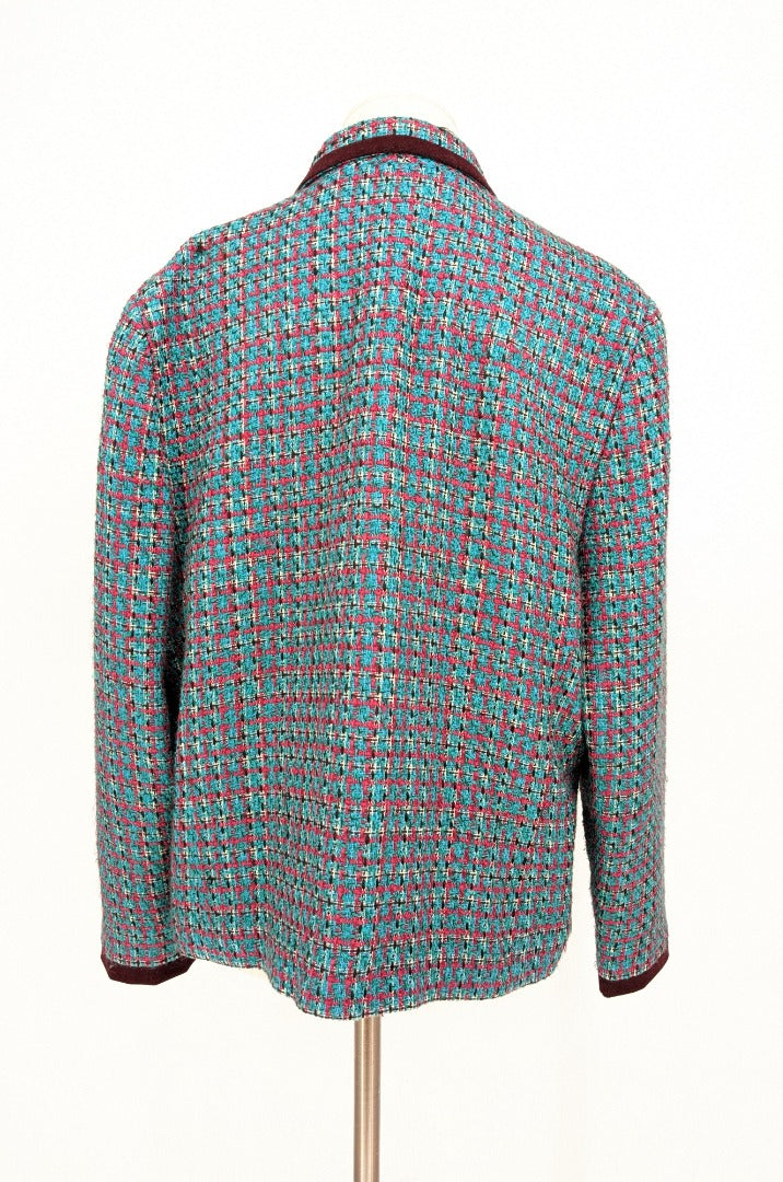 Vintage Unbranded Blue Wool Mix Ladies Blazer Jacket - Size 18