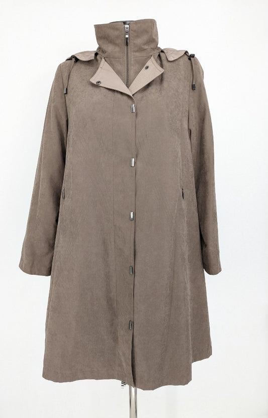 Jacques Vert Taupe Zip Out Lining Women Trench Coat - Size S