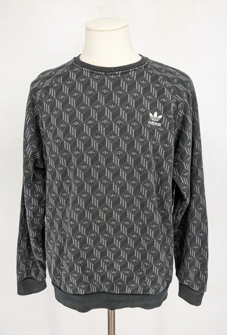 Vintage 90's /Y2K Adidas Black Logo Print Men Sweatshirt - Size M