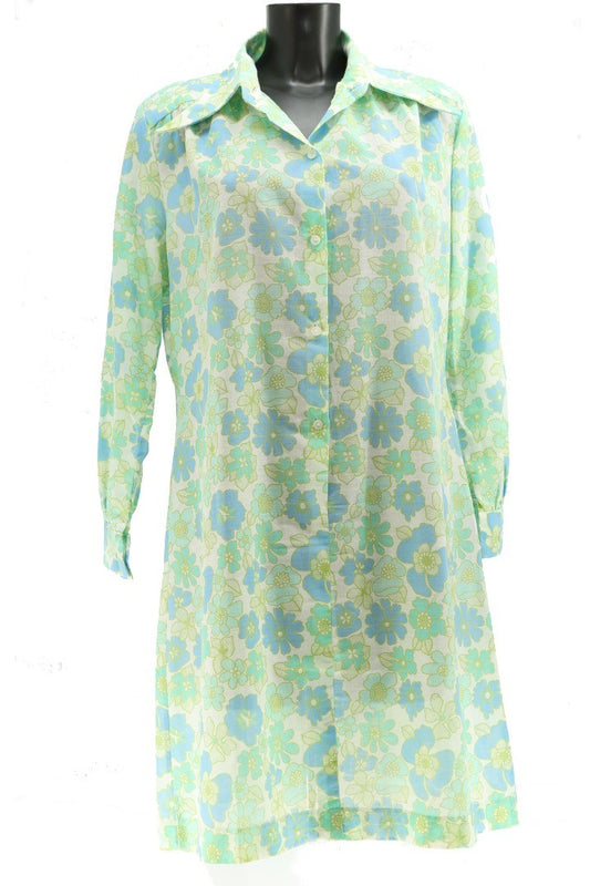 Vintage 60's Mod Style Multicoloured Floral Print Dress - Size S